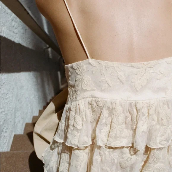 zara boho cream ruffled lace cami top - Picture 6 of 11